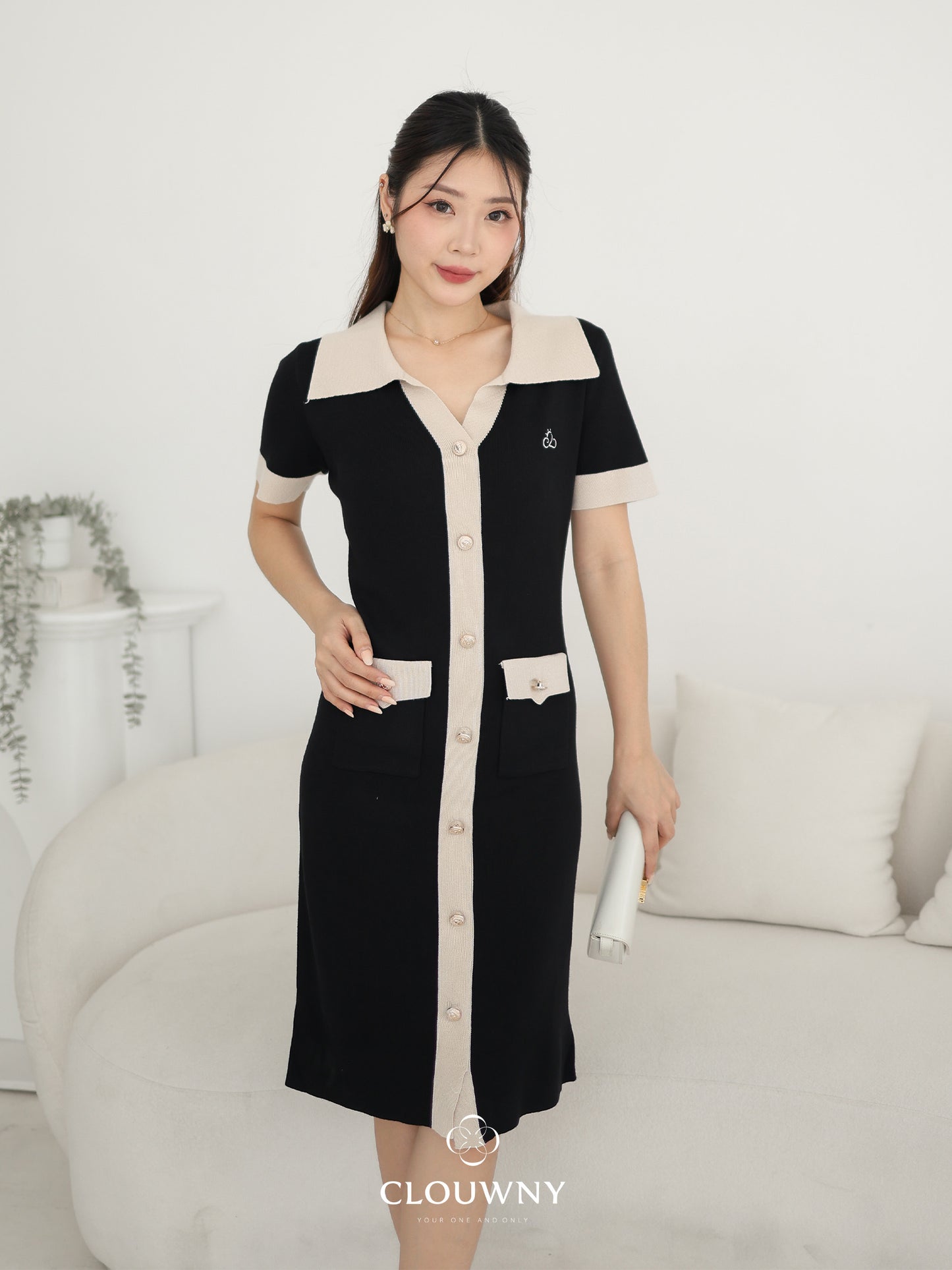 Lesa Double Pocket Knit Dress - Black