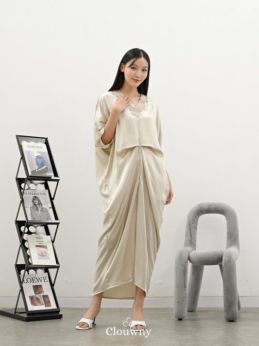 Neba Kaftan Dress - Nude