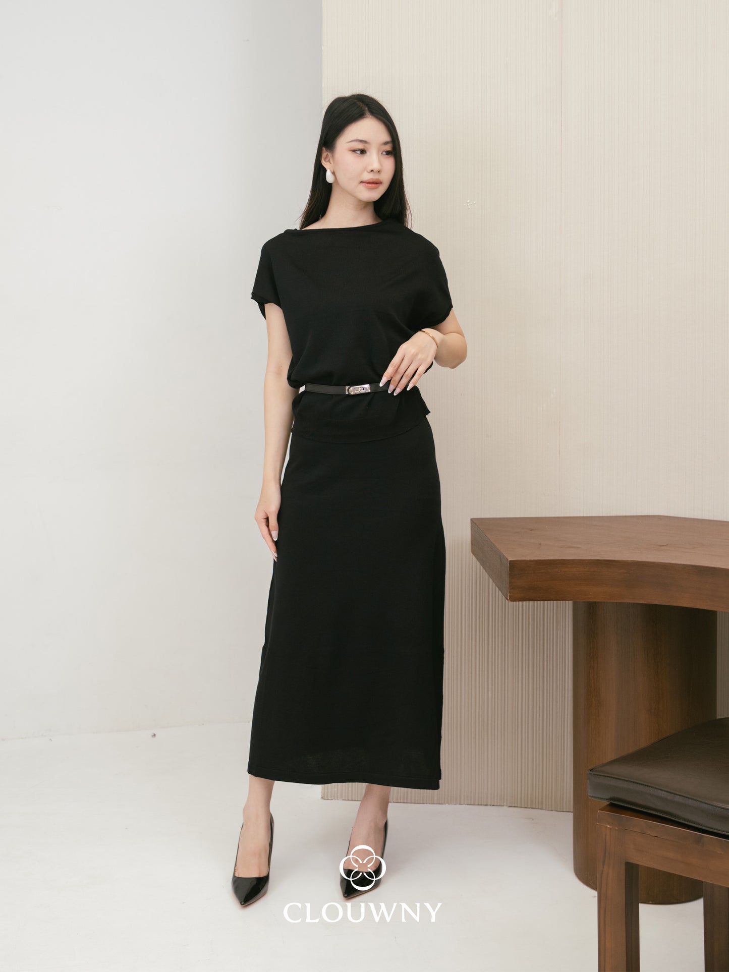 Jerica Loose Knit Set - Black