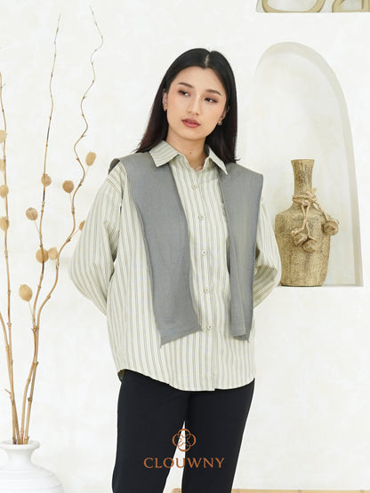 Candela Stripes Scarf - Sage Green
