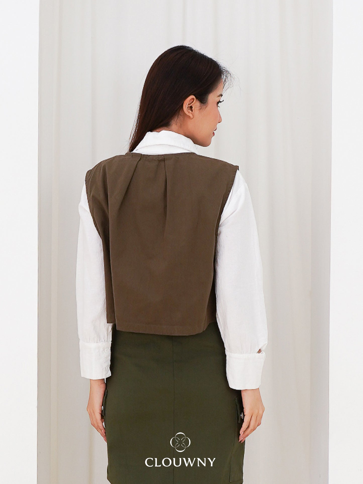 Christa Button Vest - Army