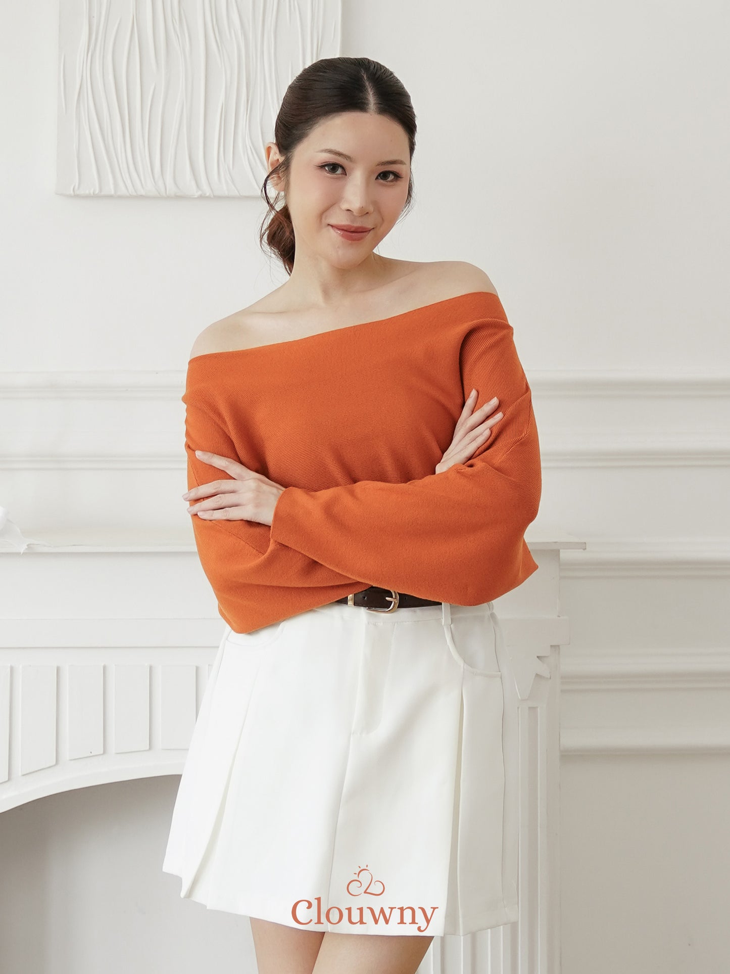Beatrix Sabrina Knit Top - Coral