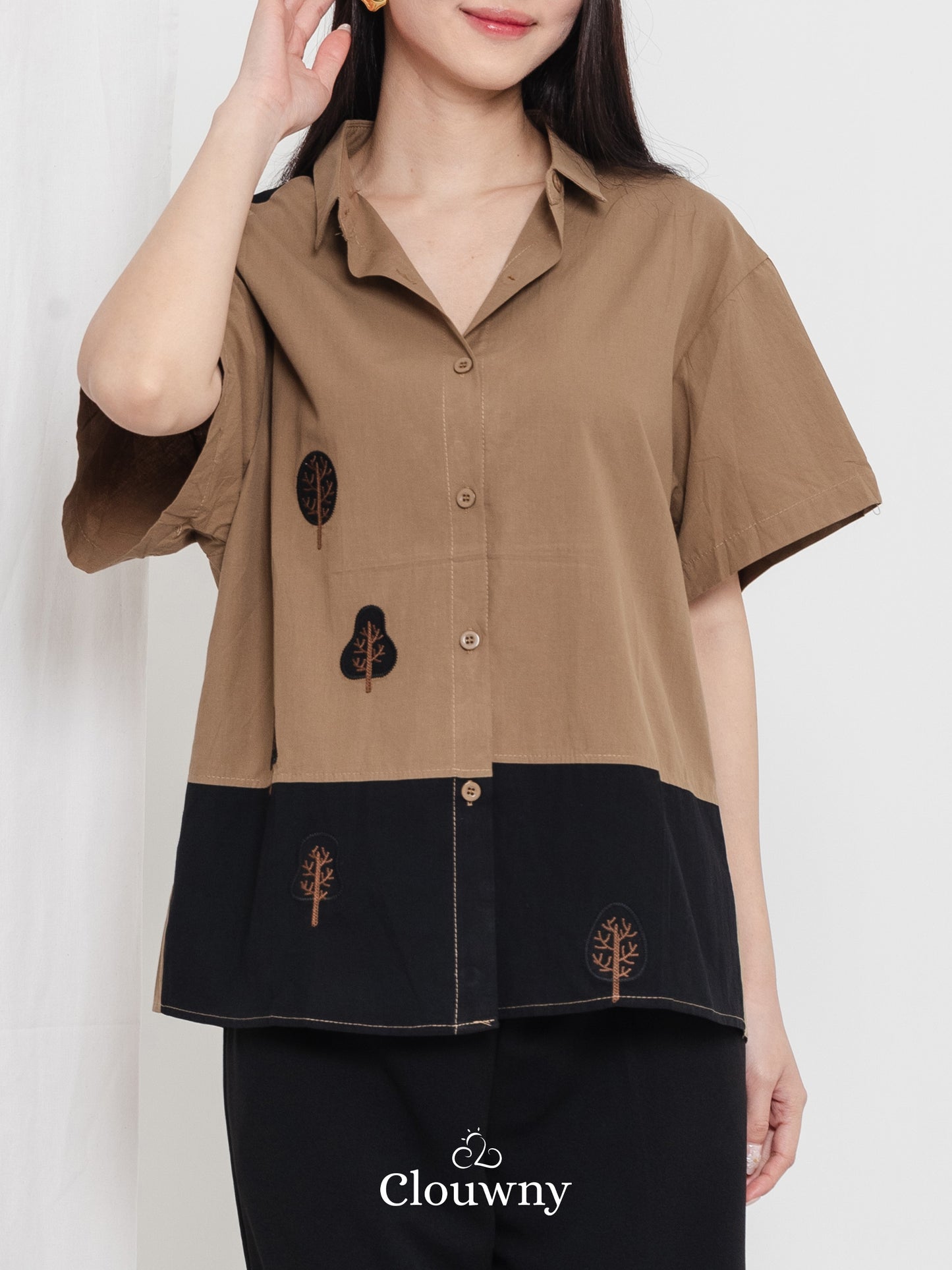 Yolka Cotton Shirt - Brown
