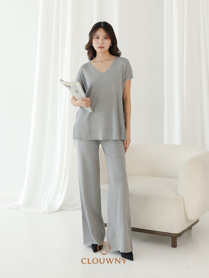Kala Vneck Knit Set - Grey