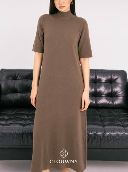Mirage Turtle Knit Dress - Beige