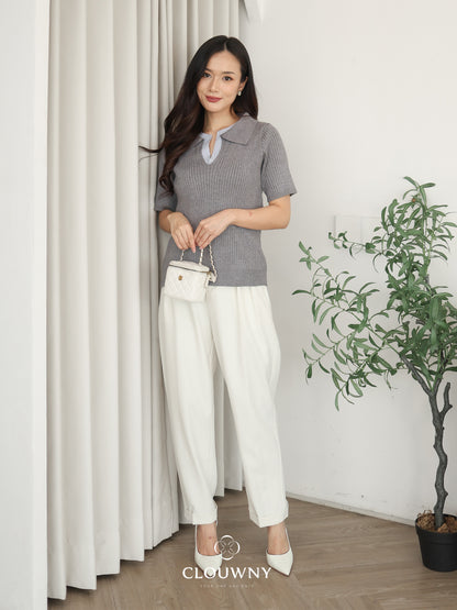 Raquel Combi Knit Top - Grey