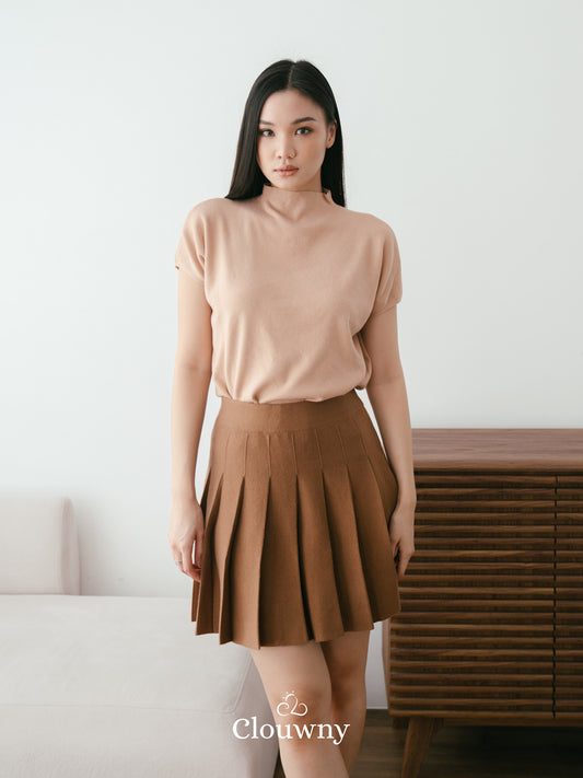 Pleated Knit Skirt - Mocca