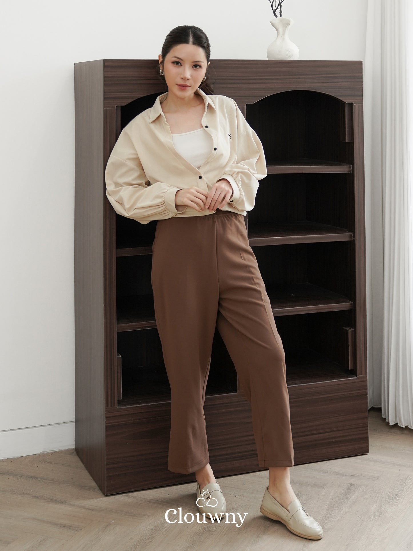 Marcia Corduroy Bow Shirt - Cream