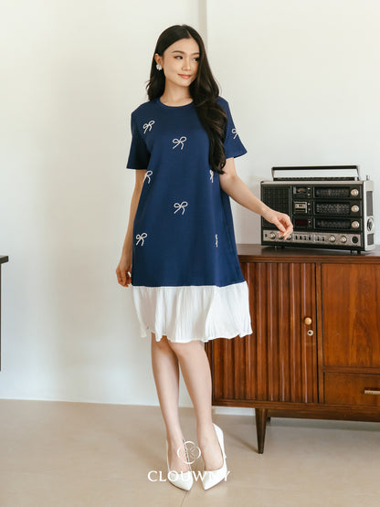 Dania Bow Dress - Navy