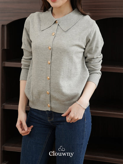 Isora Button Knit Top - Grey