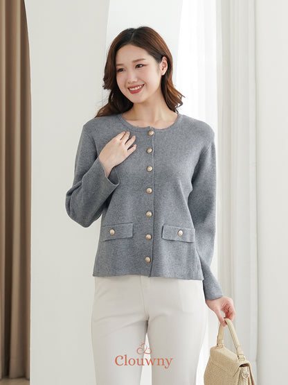 Luxen Button Cardigan - Grey