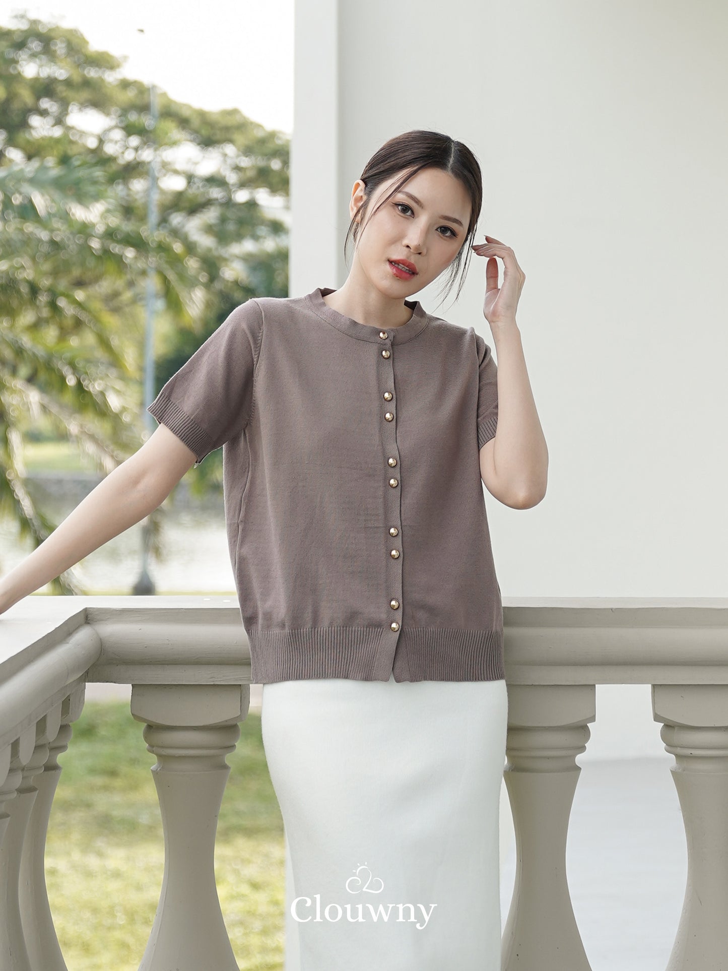 Rizel Double Button Top - Beige