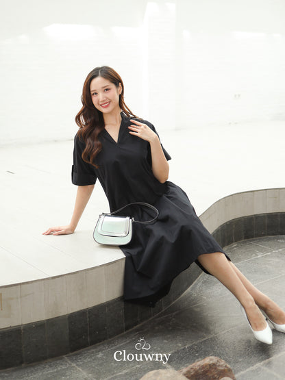 Mayi Loose Vneck Dress - Black