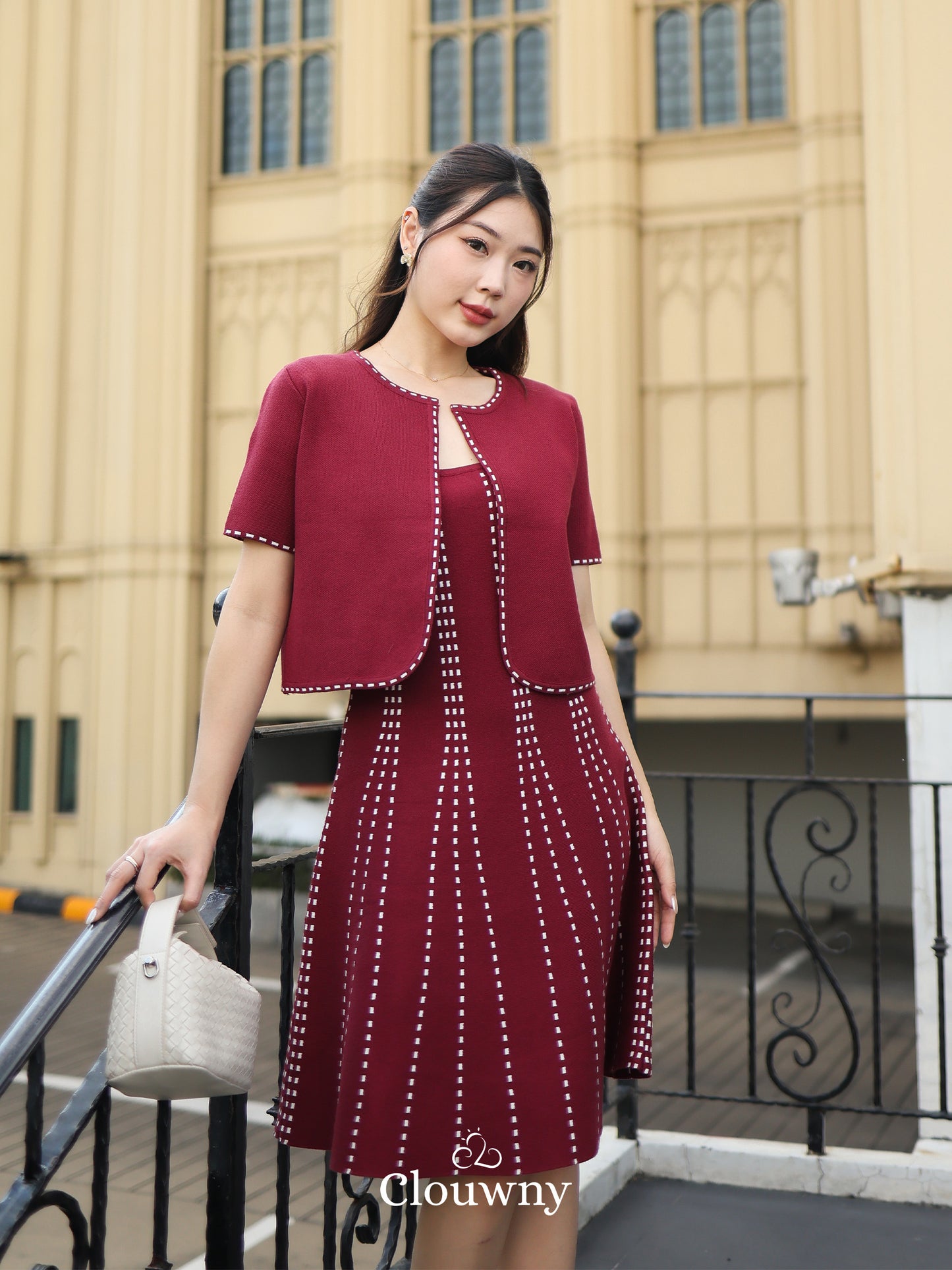 Girona Stitches Knit Set - Maroon