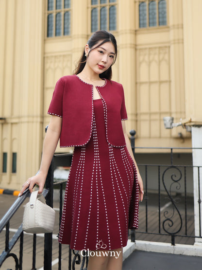 Girona Stitches Knit Set - Maroon