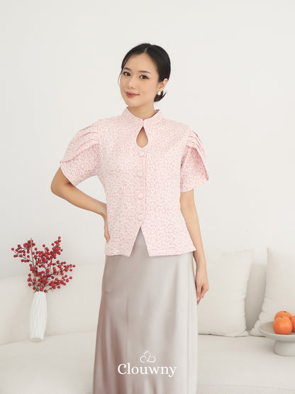 Jiro Button Qipao Top - Pink