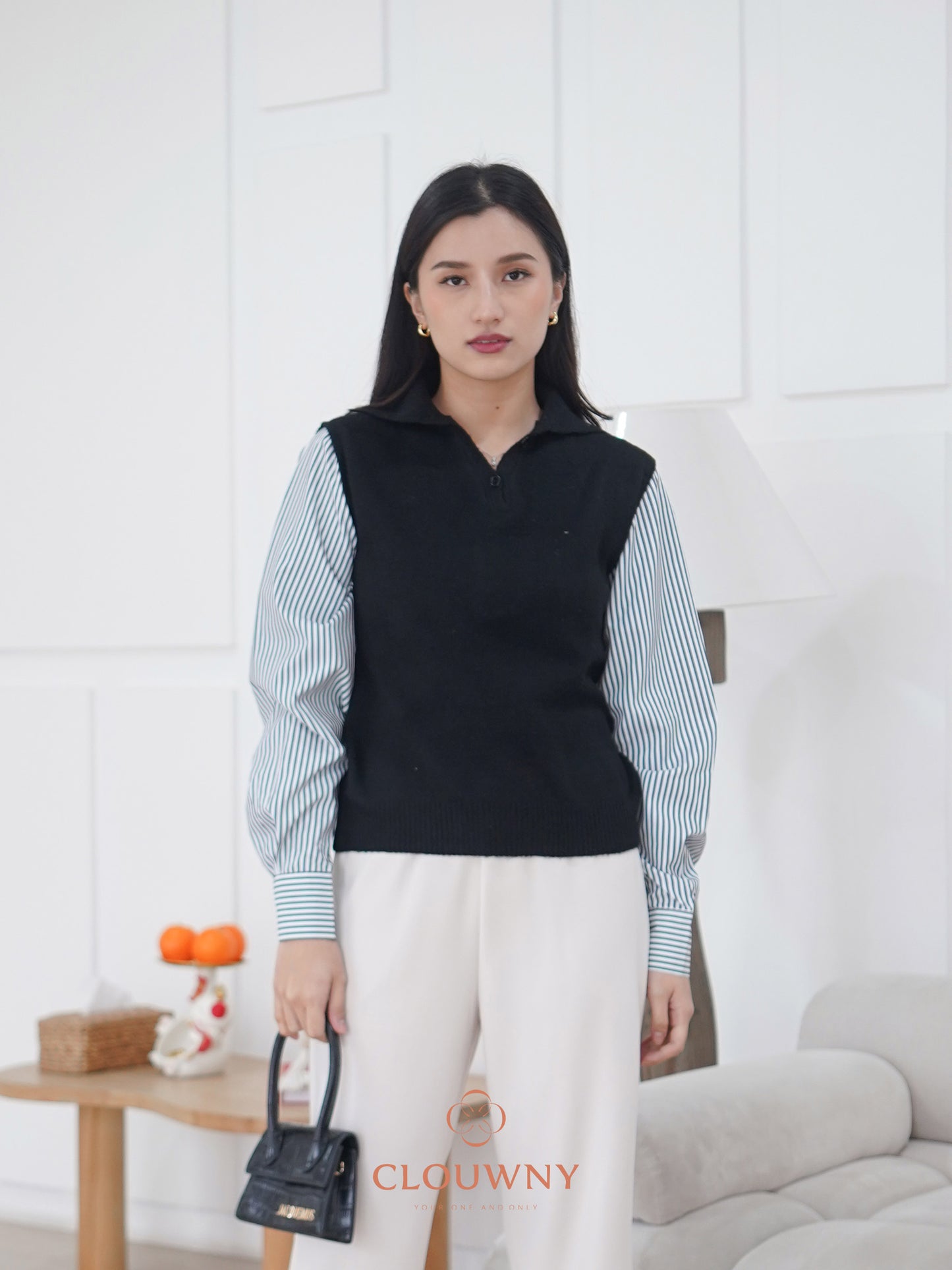 Enji Combi Stripes Top - Black