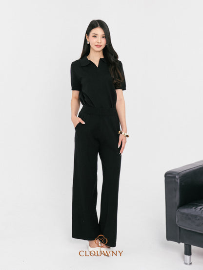 Bethani Collar Knit Set - Black