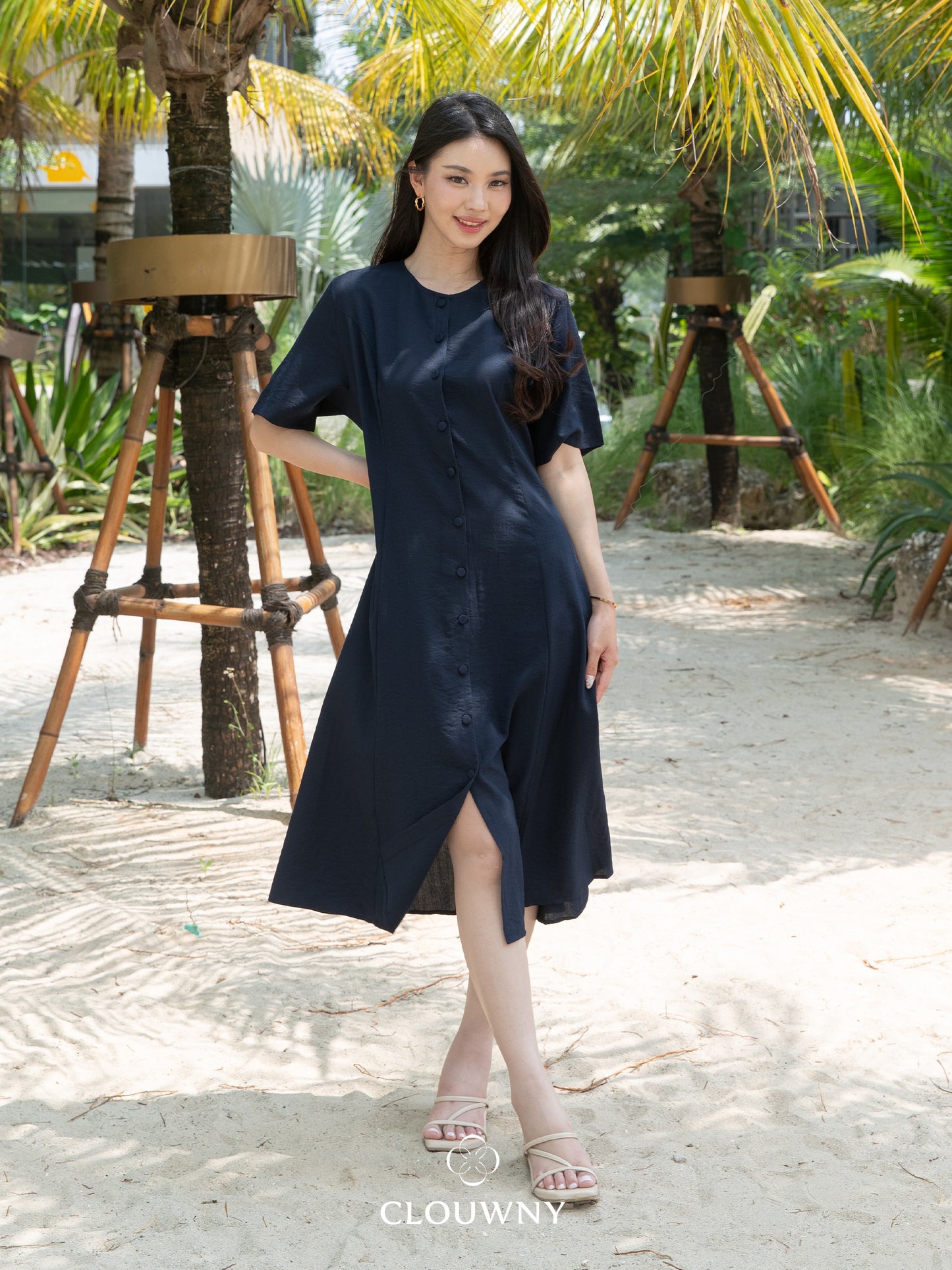 Mirsya Button Dress - Navy