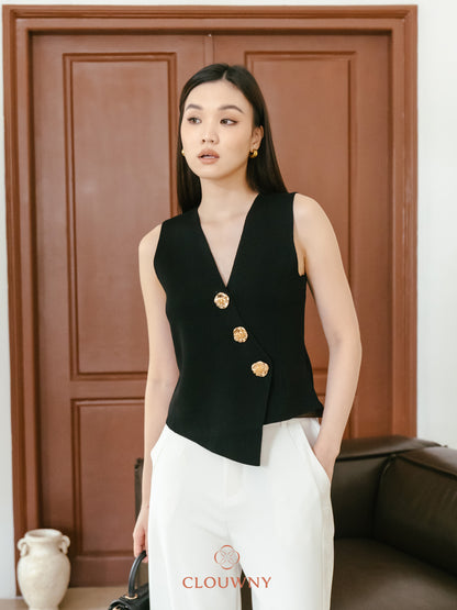 Bianca Asymmetric Vest - Black