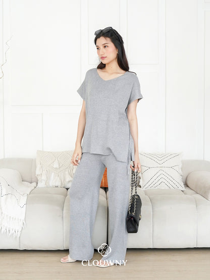 Kala Vneck Knit Set - Grey