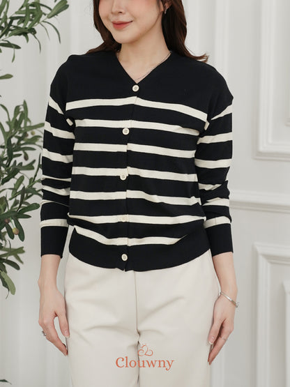 Verena Button Knit Top - Black