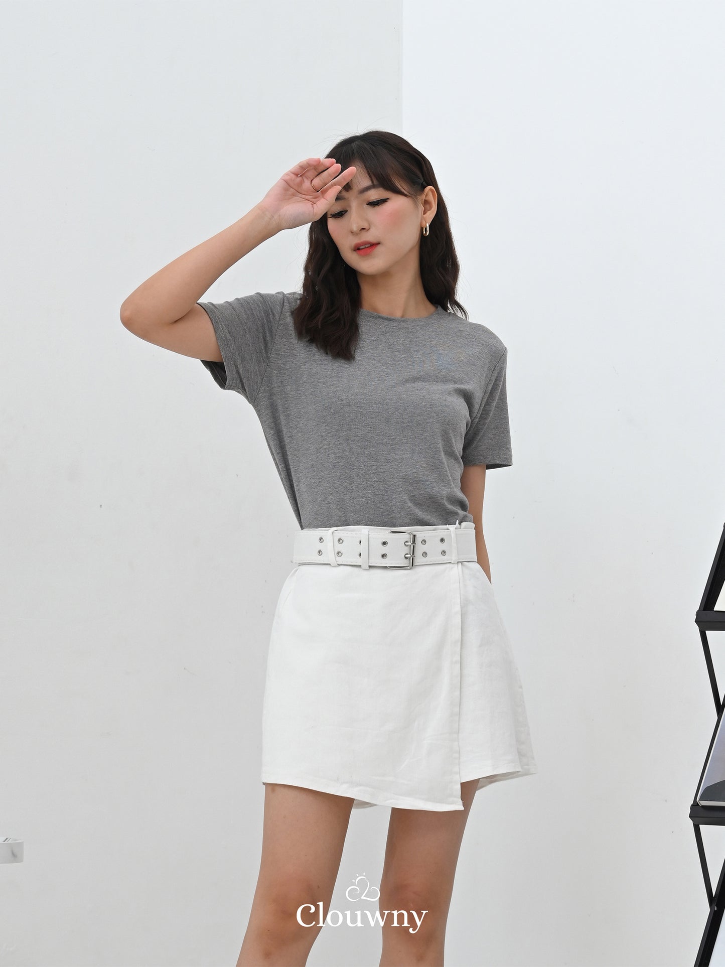 Maxime Denim Skort - White