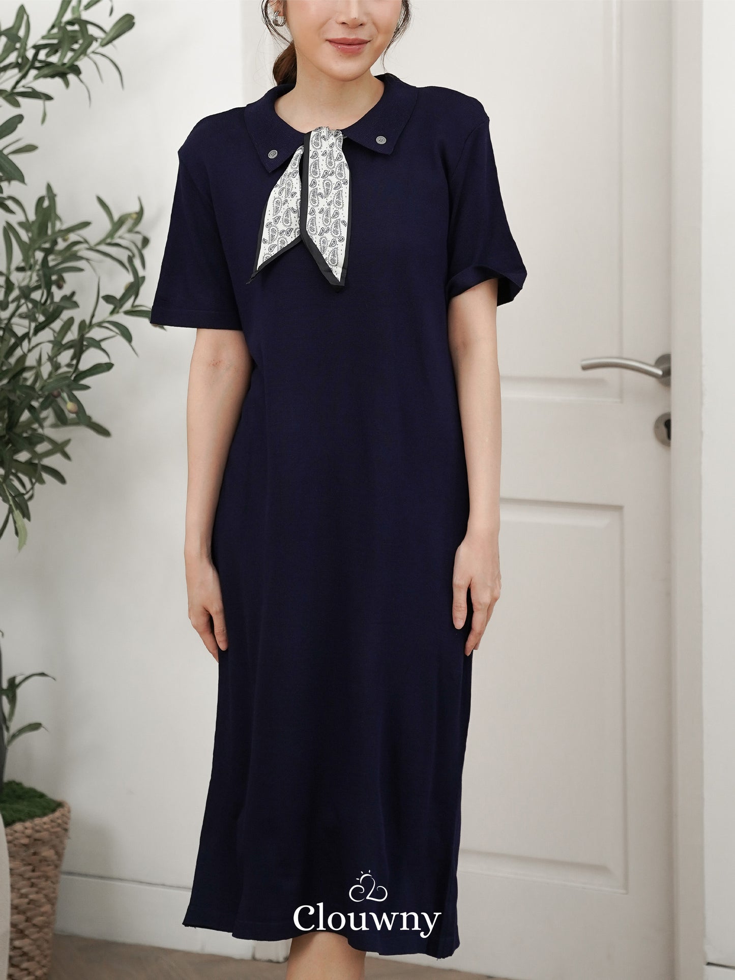 Analise Scarf Dress - Navy
