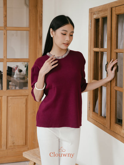 Itza Pearl Knit Top - Magenta
