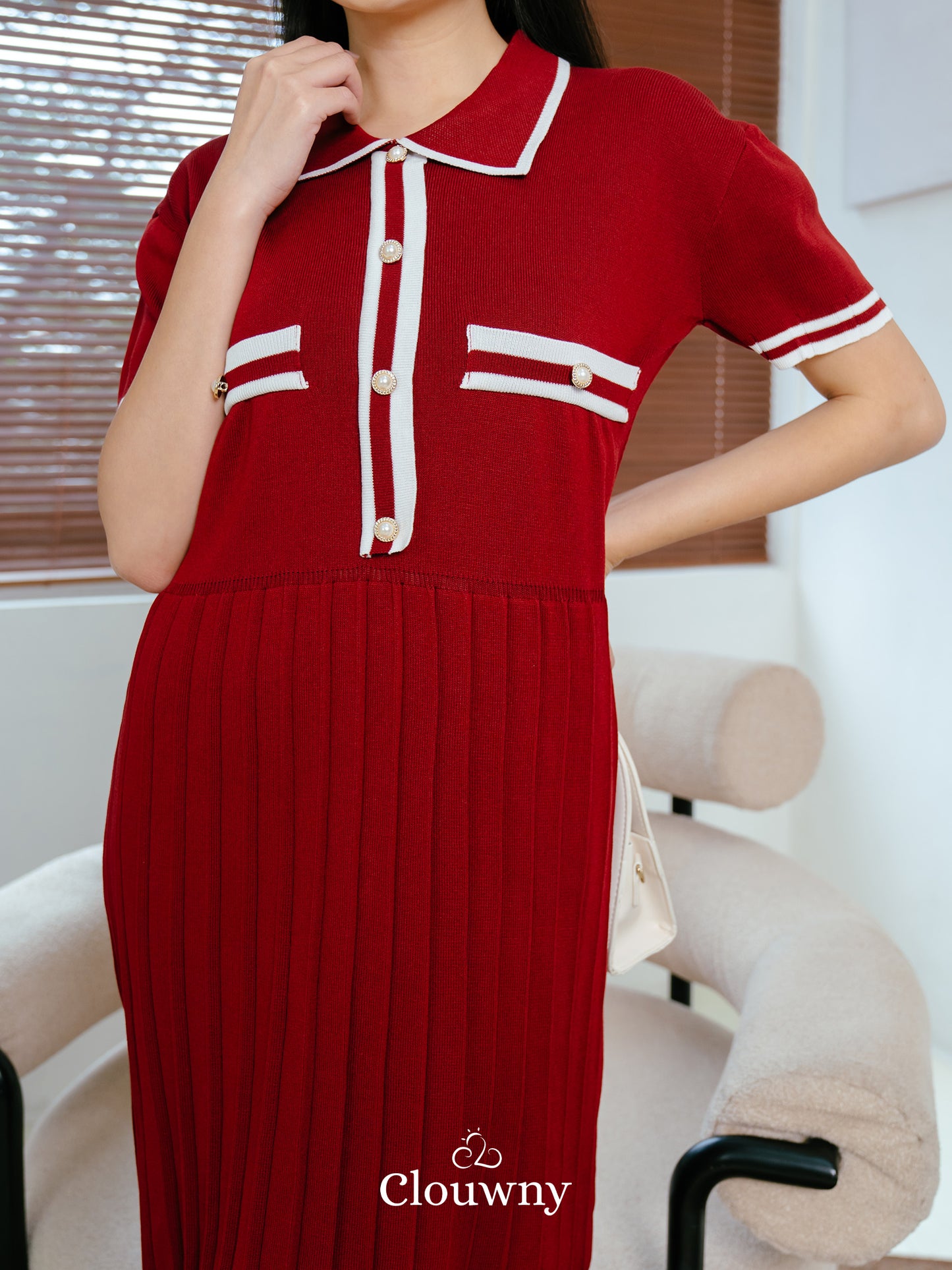 Hyerin Knit Dress - Maroon