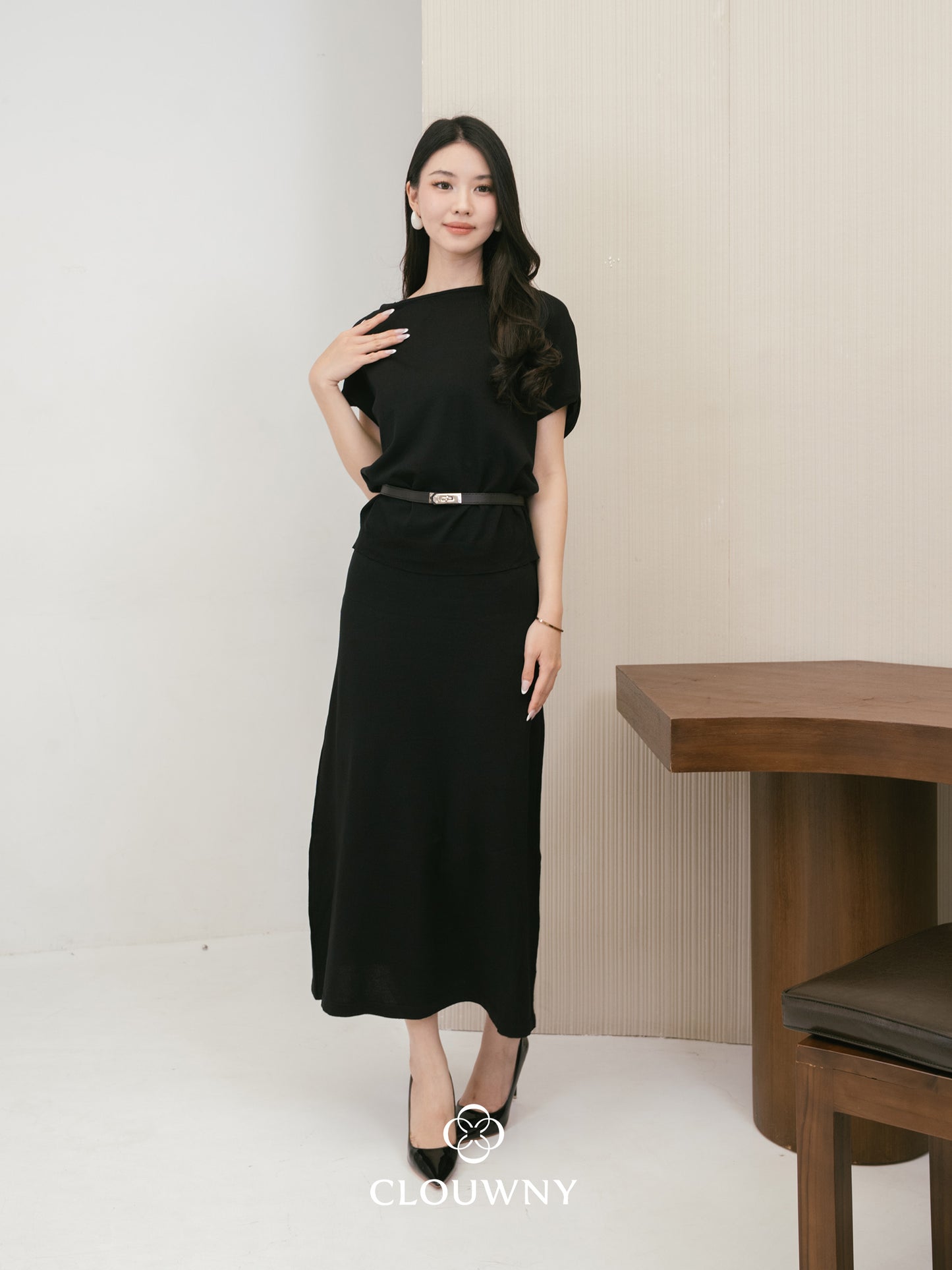 Jerica Loose Knit Set - Black