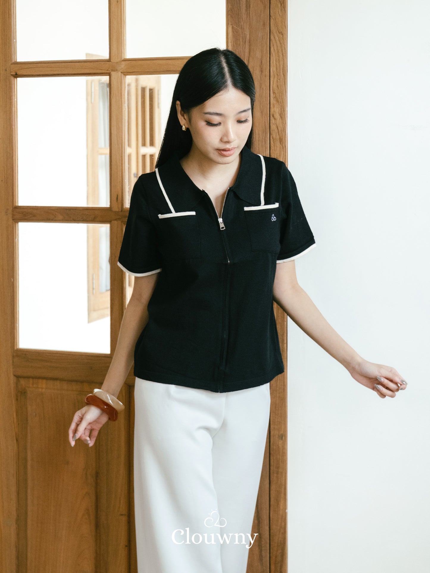 Mesa List Zipper Top - Black
