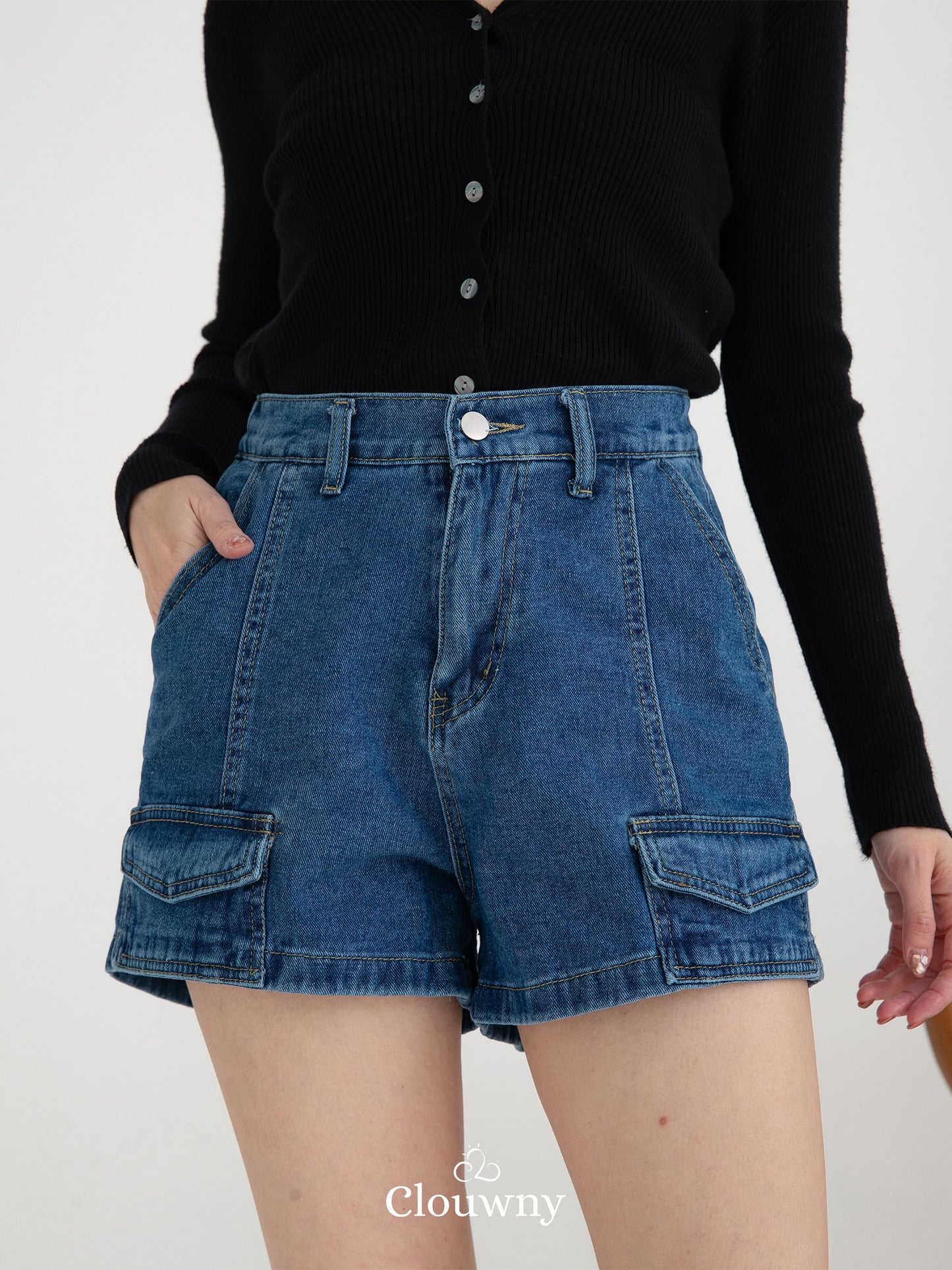 Plush Pocket Short Pants - Dark Blue