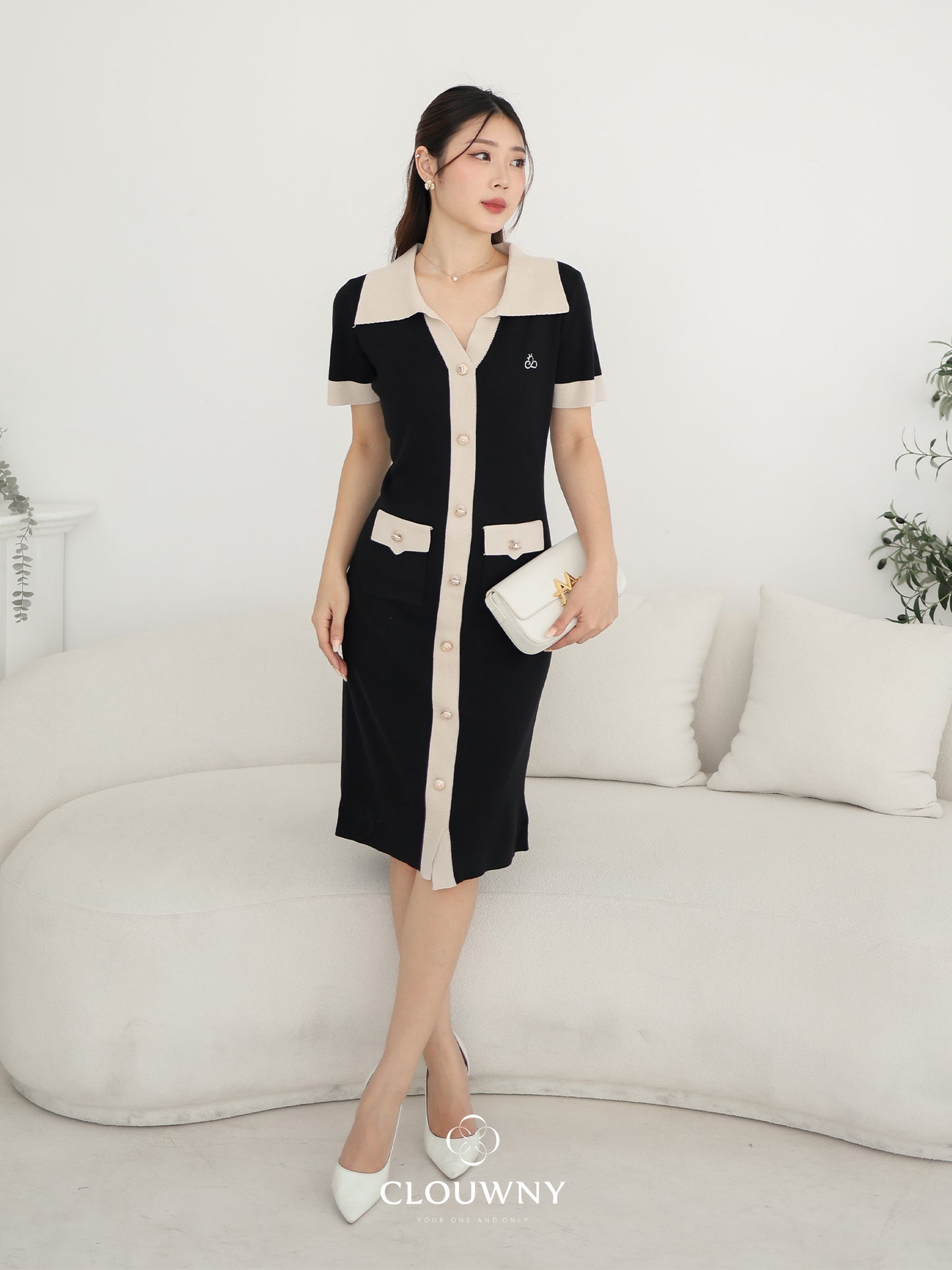 Lesa Double Pocket Knit Dress - Black