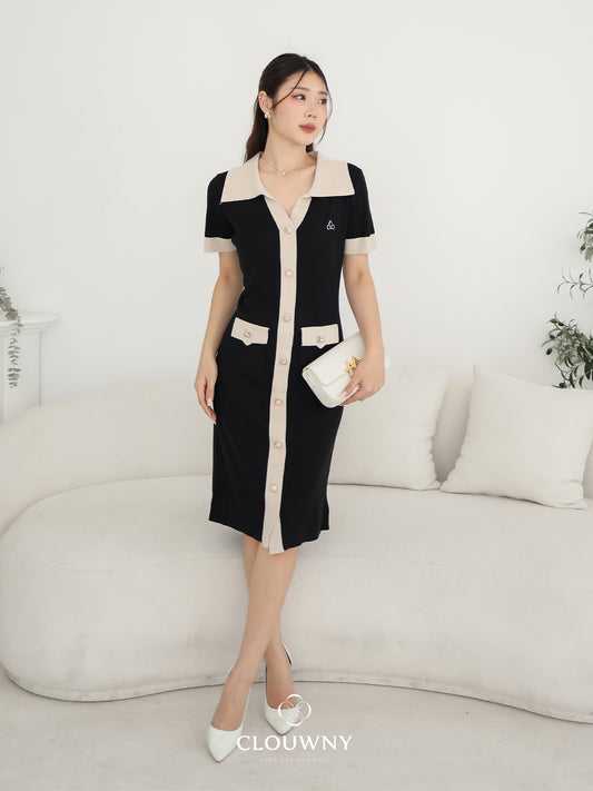 Lesa Double Pocket Knit Dress - Black