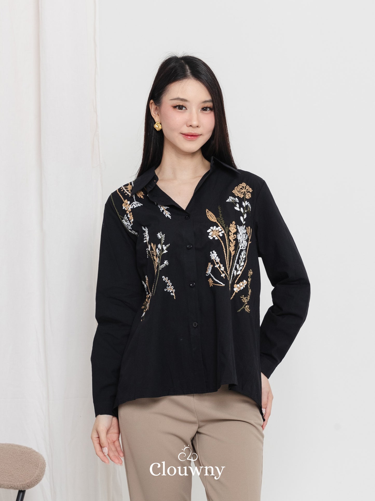 Katerin Flower Shirt - Black