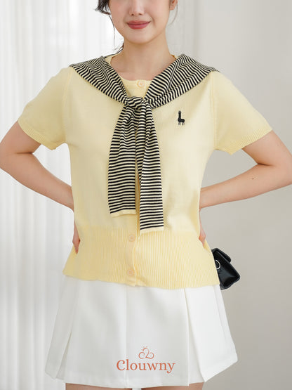 Yama Scarf Knit Top - Yellow