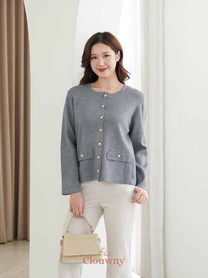 Luxen Button Cardigan - Grey
