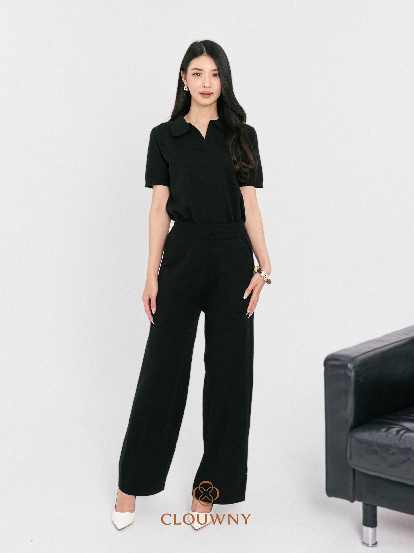 Bethani Collar Knit Set - Black