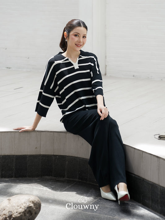 Set Garis Natasya - Hitam