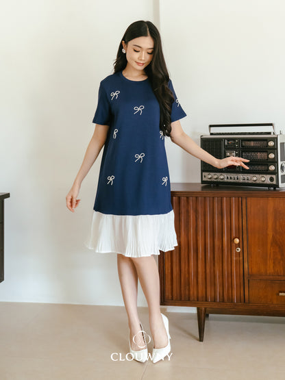 Dania Bow Dress - Navy