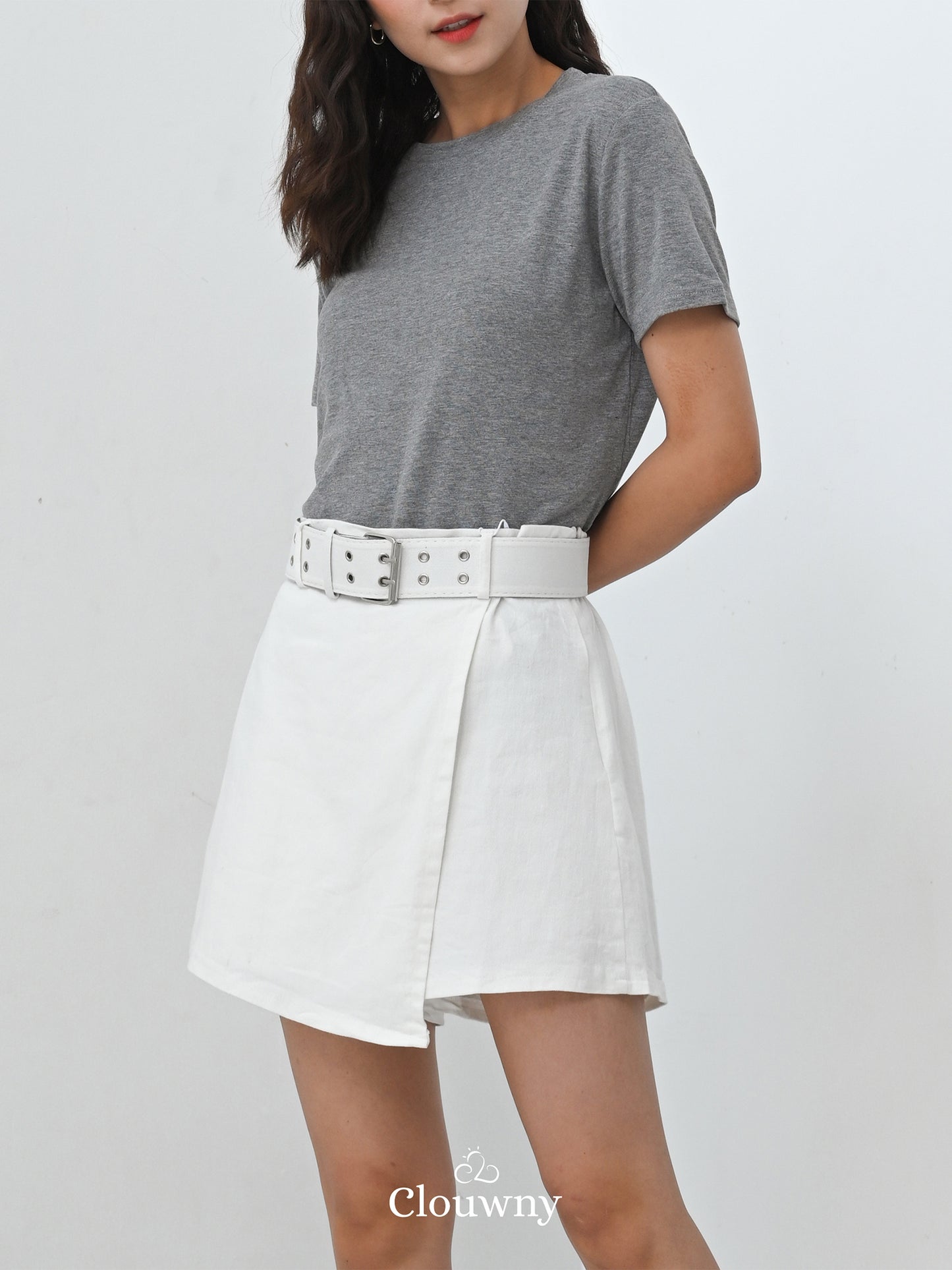 Maxime Denim Skort - White