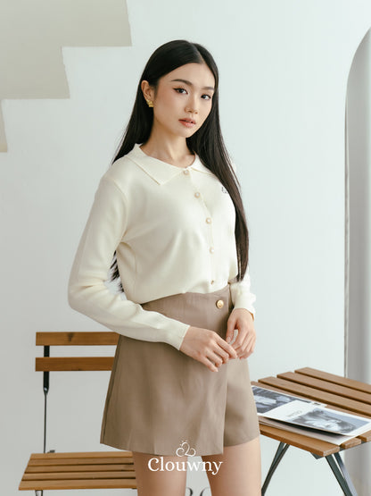 Nava Collar Knit Cardigan - Cream