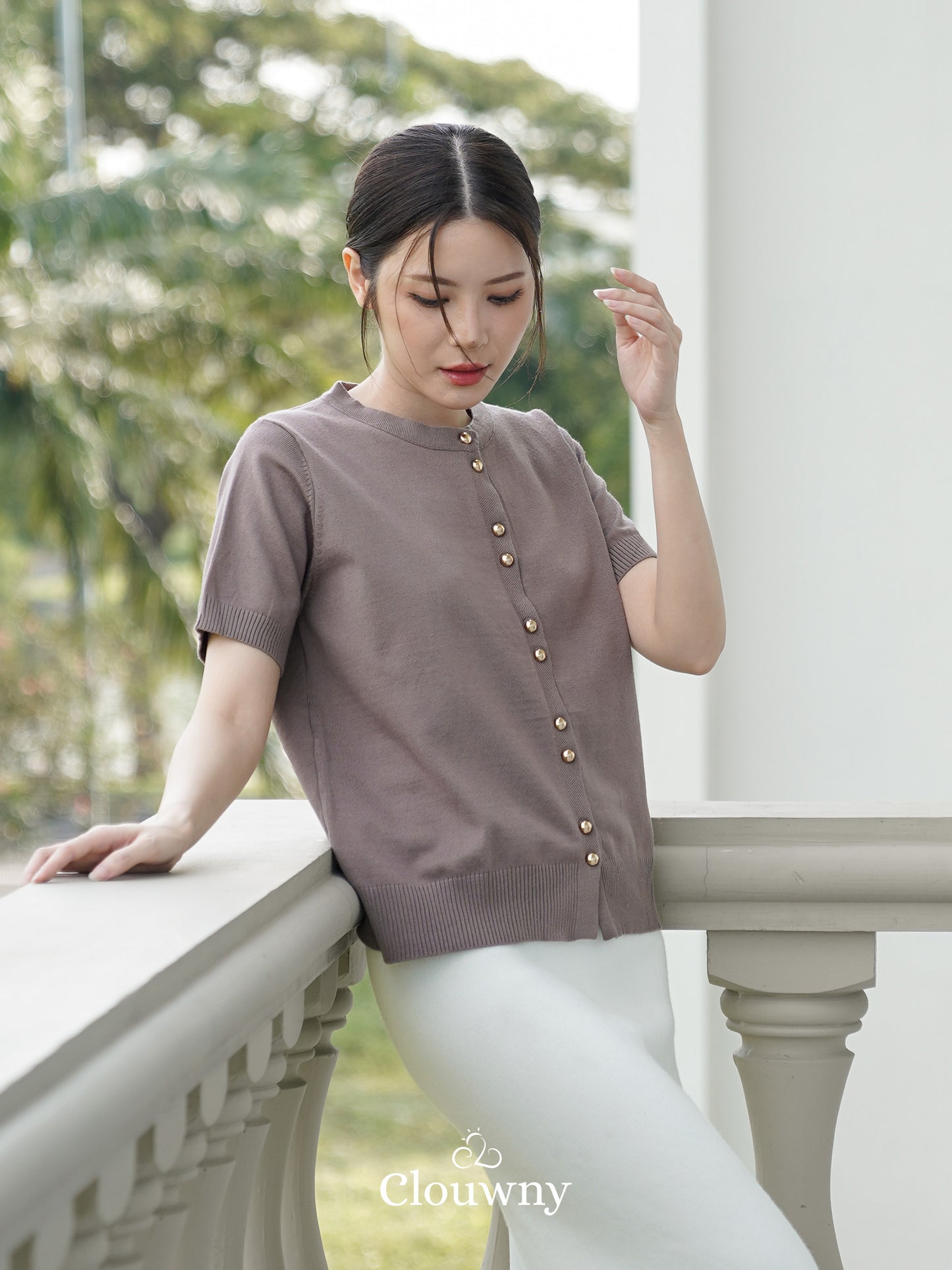 Rizel Double Button Top - Beige