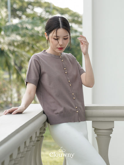 Rizel Double Button Top - Beige