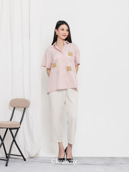 Leaves Cotton Shirt - Pink