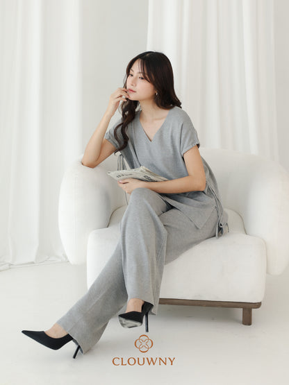 Kala Vneck Knit Set - Grey
