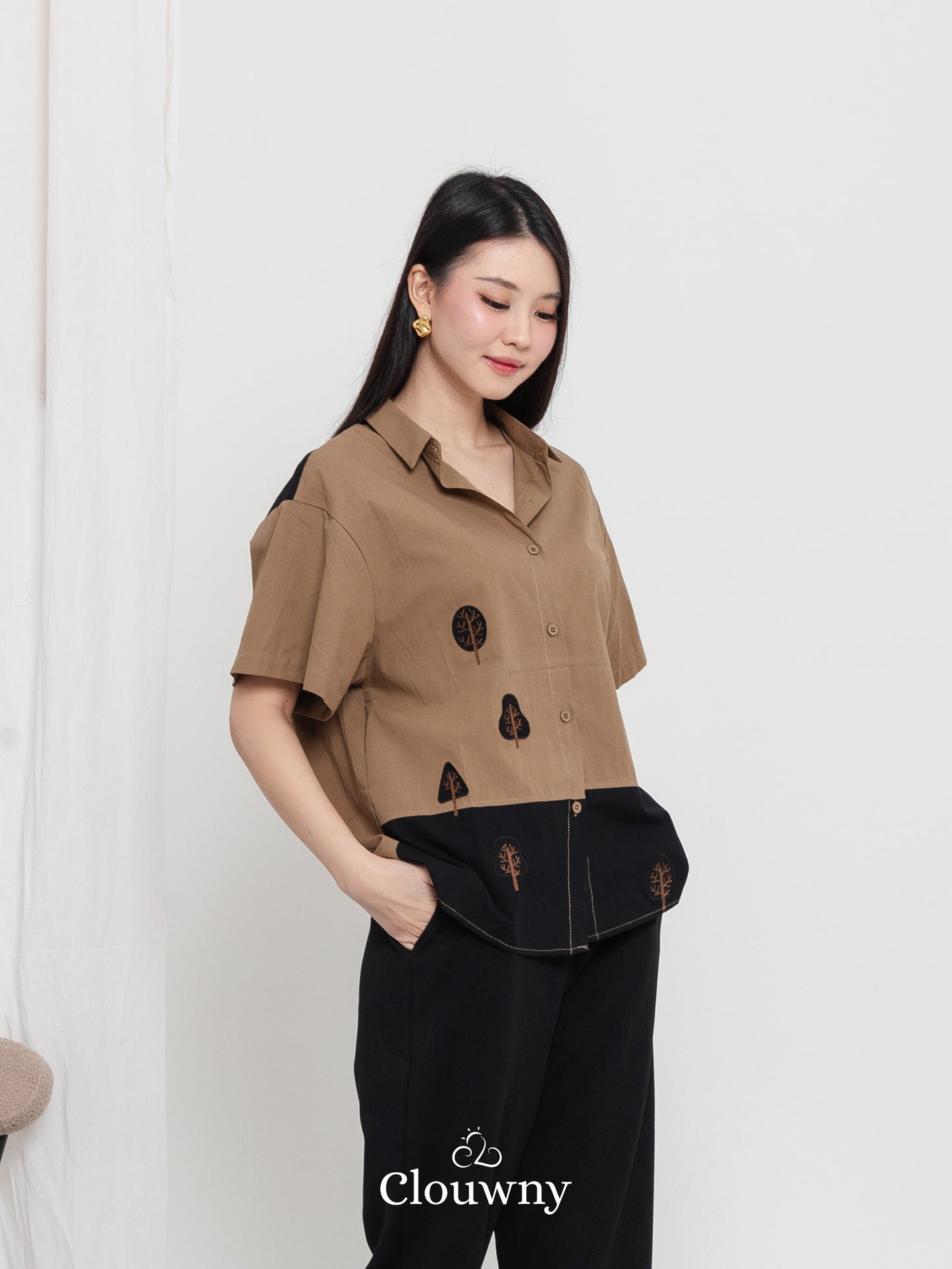 Yolka Cotton Shirt - Brown