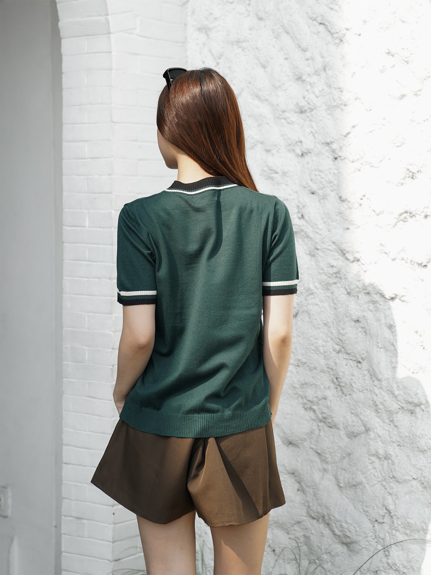 Mesi Vneck Knit Top - Emerald Green