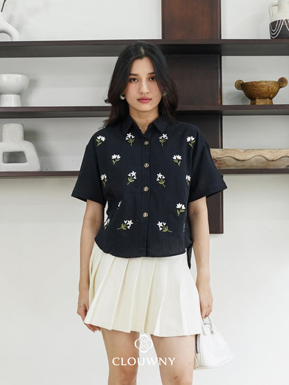 Riley Mini Flower Shirt - Black